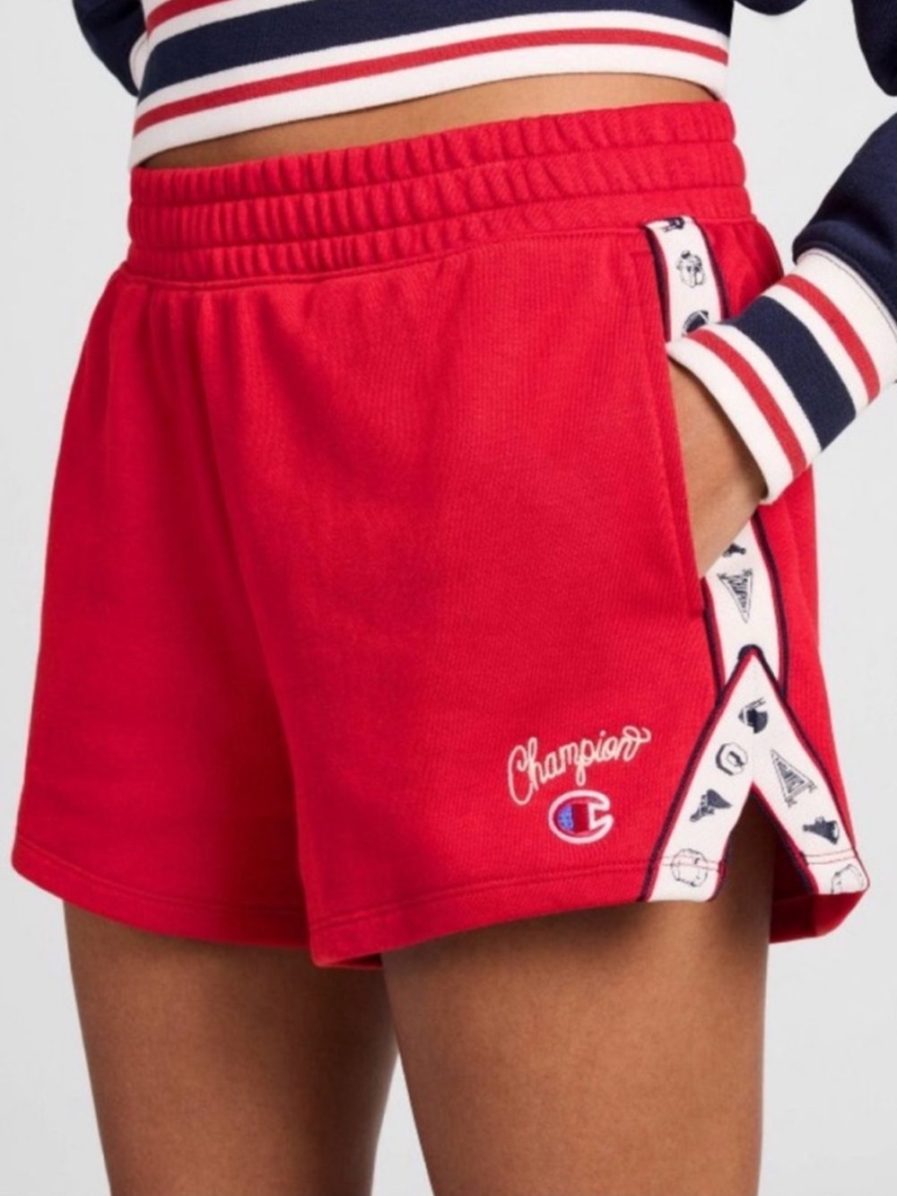 NWT Champion Women’s Mid Rise Athletic Shorts with Side Tape